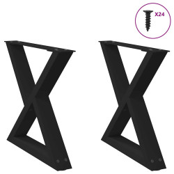 Pés para mesa de centro 2 peças preto 60x(42-43,3) cm aço