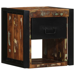 Mesa de cabeceira multicor 40x35x40cm madeira maciça recuperada
