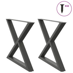 Pés para mesa de jantar 2 peças antracite 90x(72-73,3) cm aço