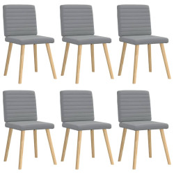 Cadeiras de jantar 6 pcs tecido cinzento-claro