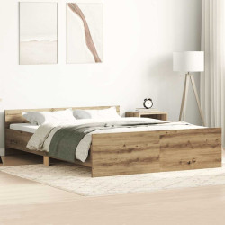 Estrutura de cama sem colchão 135x190 cm carvalho artesanal