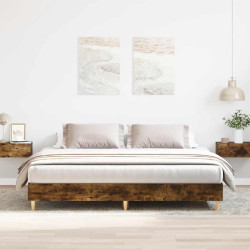 Estrutura de cama sem colchão 200x200 cm carvalho fumado