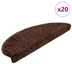 Tapetes de escada 20 peças 65x21x4 cm marrom semicircular grande