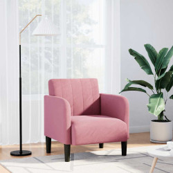 Poltrona com apoio de braços 54 cm veludo rosa