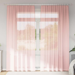 Cortinas de voile com bolsos para varão 2 pcs rosa