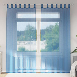 Cortinas de voile com bolsos para varão 2 pcs azul real
