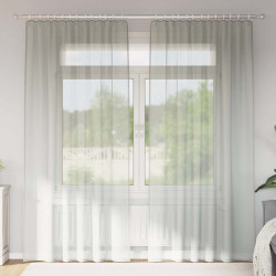 Cortinas de voile com bolsos para varão 2 pcs cinzento-claro