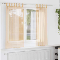 Cortinas de voile com bolsos para varão 2 pcs areia