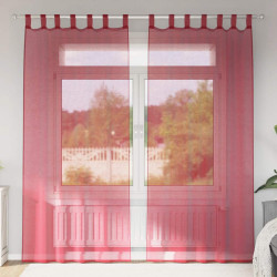 Cortinas de voile com bolsos para varão 2 pcs vermelho tinto