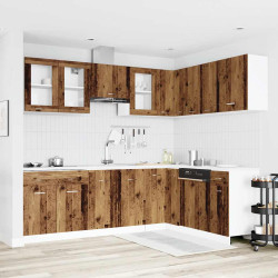 11 Pcs armário de cozinha conjunto deriv. madeira lyon madeira velha