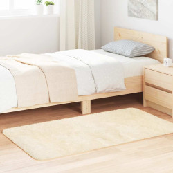 Tapete shaggy de pelo alto navarra 80x150 cm poliéster creme