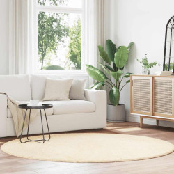 Tapete shaggy de pelo alto navarra 200x200 cm poliéster creme