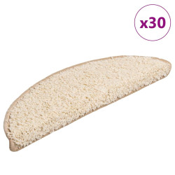 Tapetes de escada 30 peças 56x17x3 cm creme semicircular