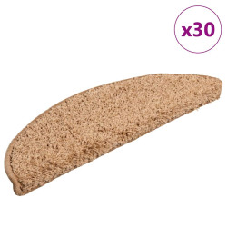 Tapetes de escada 30 peças 56x17x3 cm bege semicircular