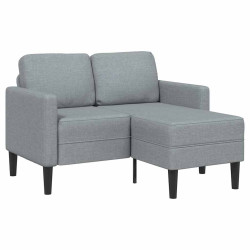 Sofá 2 lugares com chaise em l 125 cm tecido cinzento-claro