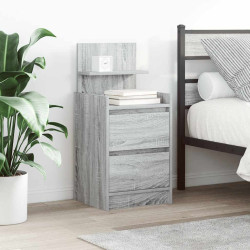 Mesa de cabeceira com 2 gavetas 38x34x80 cm sonoma cinzento