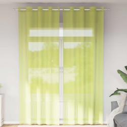 Cortinas de voile com ilhós 2 pcs verde-maçã 140x260 cm
