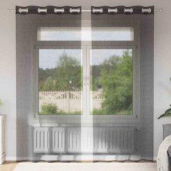 Cortinas de voile com ilhós 2 pcs preto 140x245 cm