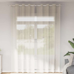 Cortinas de voile com ilhós 2 pcs creme 140x300 cm
