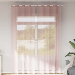 Cortinas de voile com ilhós 2 pcs rosa-claro 140x300 cm