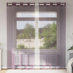 Cortinas de voile com ilhós 2 pcs roxo 140x245 cm