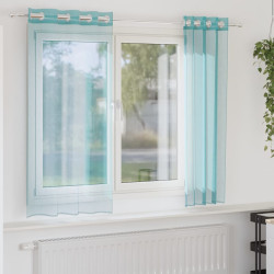 Cortinas de voile com ilhós 2 pcs turquesa