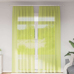 Cortinas de voile com bolsos para varão 2 pcs verde-maçã