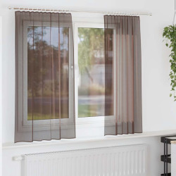 Cortinas de voile com bolsos para varão 2 pcs castanho