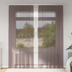 Cortinas de voile com bolsos para varão 2 pcs castanho