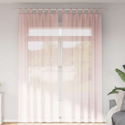Cortinas de voile com bolsos para varão 2 pcs rosa-claro