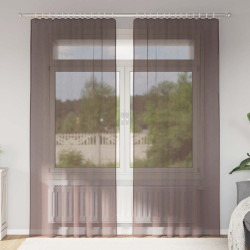 Cortinas de voile com aba 2 pcs castanho