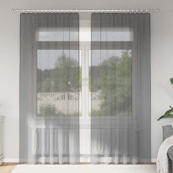 Cortinas de voile com bolsos para varão 2 pcs cinzento-escuro