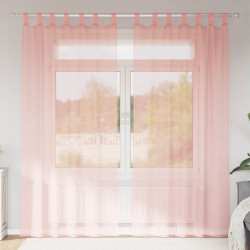 Cortinas de voile com laços 2 pcs rosa 140x245 cm