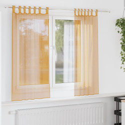 Cortinas de voile com laços 2 pcs laranja 140x175 cm