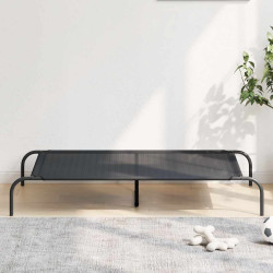Cama para cães elevada 130x80x20 cm textilene e aço preto