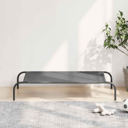 Cama para cães elevada 110x65x20 cm textilene e aço cinzento