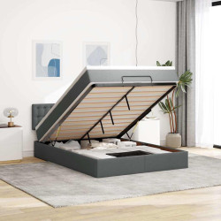 Cama otomana com colchão & leds 140x200 cm cinzento escuro