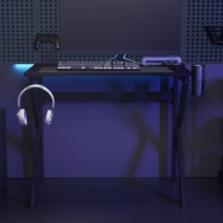 Secretária de gaming c/ pernas em forma de k 90x60x75 cm preto