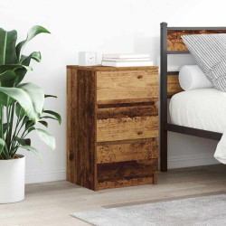 Mesas de cabeceira 3 gavetas 2 pcs 39x35x65cm madeira velha