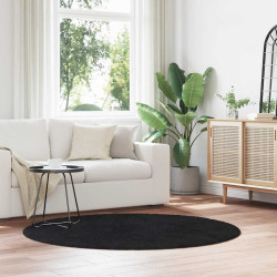 Tapete shaggy de pelo alto navarra 160x160 cm poliéster preto
