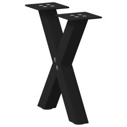 Pés para mesa de centro em formato de x, 2 peças, preto, 37x(30-31) cm, aço