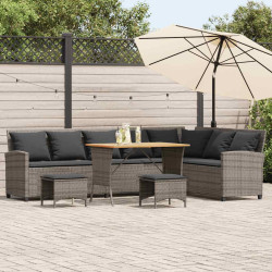 4 Pcs conjunto sofás de jardim com almofadões em l vime PE