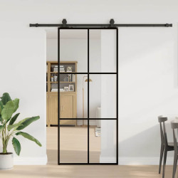 Porta deslizante c/ conj. ferragens 90x205cm vidro esg preto