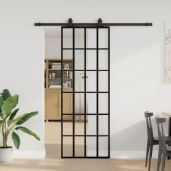 Porta deslizante c/ conj. ferragens 76x205cm vidro esg preto
