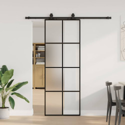 Porta deslizante c/ conj. ferragens 76x205cm vidro esg preto
