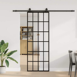 Porta deslizante c/ conj. ferragens 76x205cm vidro esg preto