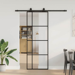 Porta deslizante c/ conj. ferragens 76x205cm vidro esg preto