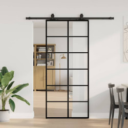 Porta deslizante c/ conj. ferragens 90x205cm vidro esg preto