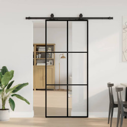 Porta deslizante c/ conj. ferragens 90x205cm vidro esg preto