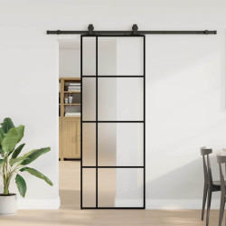 Porta deslizante c/ conj. ferragens 76x205cm vidro esg preto